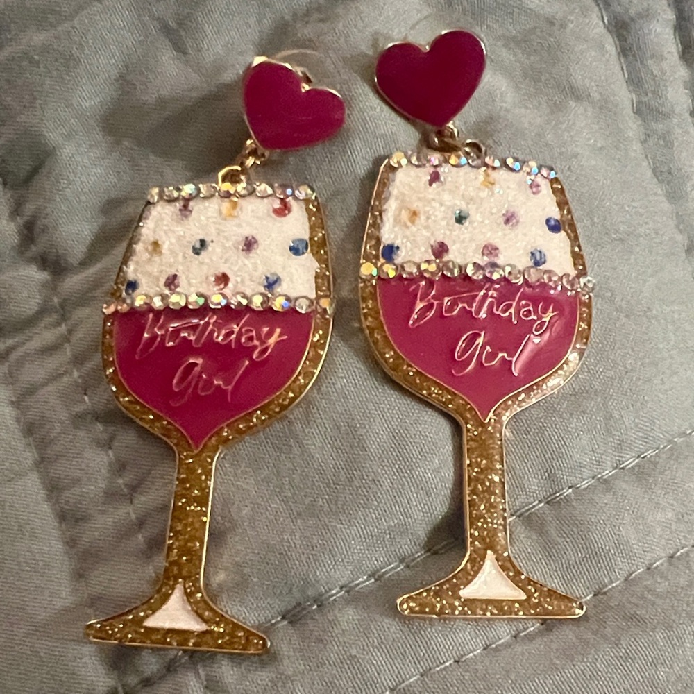 Chic Gold and Pink Wine Glass Earrings